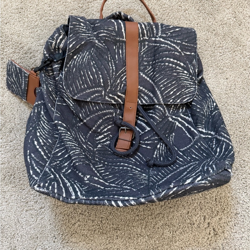 Tropical Navy and Brown Women's Backpack